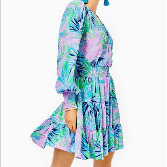 NEW Lilly Pulitzer Heline Stretch Dress Gecko Green Beach Bash - Picture 2 of 3